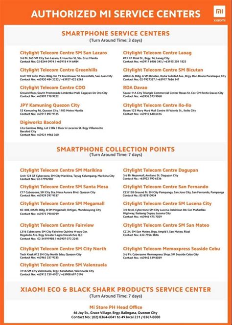 Here's a list of authorized Xiaomi Service Centers in the .